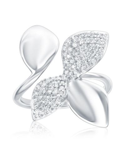 Кольцо Suzy Levian New York Abstract Flower Leaf из стерлингового серебра с кубическим цирконием