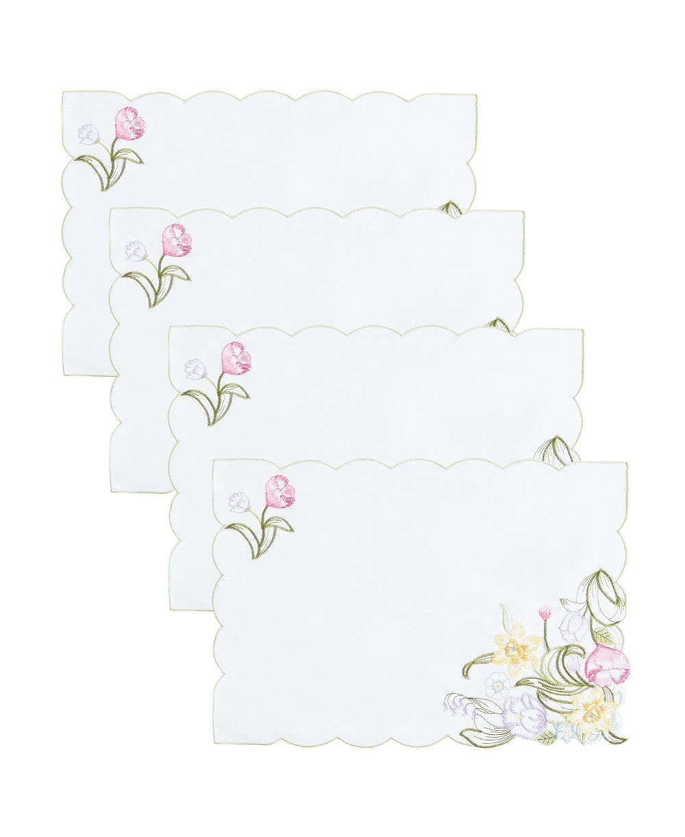 Прямоугольные салфетки Elrene Daffodil Blooms с вышивкой, набор из 4 шт.