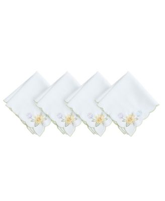 Elrene Daffodil Blooms Cutwork Napkins, Set of 4