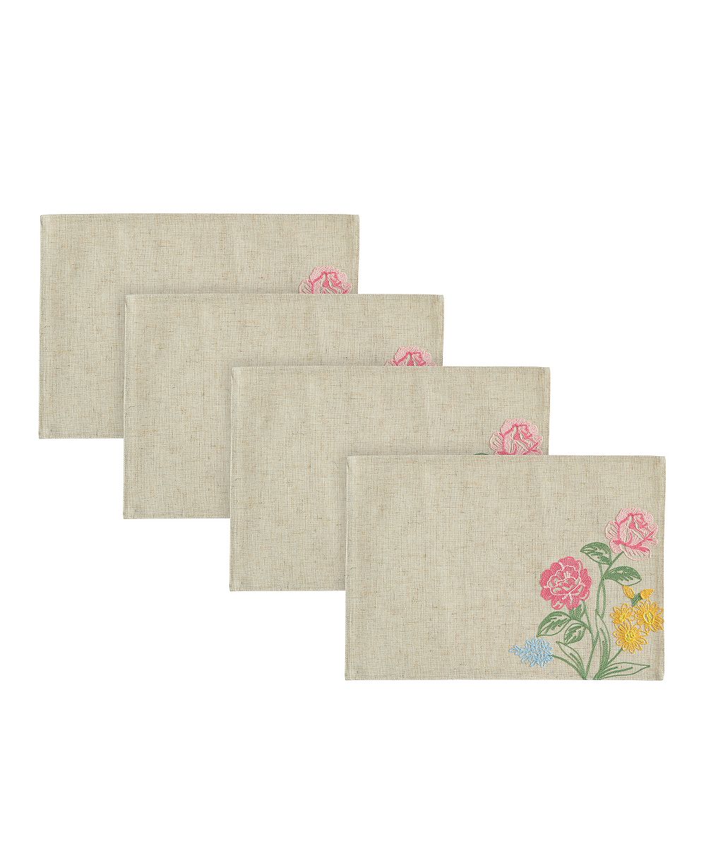 Подставки под тарелки Elrene Embroidered Blushing Rose, 4 шт.