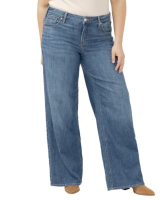 Silver Jeans Co. Plus Size Suki Mid Rise Wide-Leg Curvy Fit Jeans