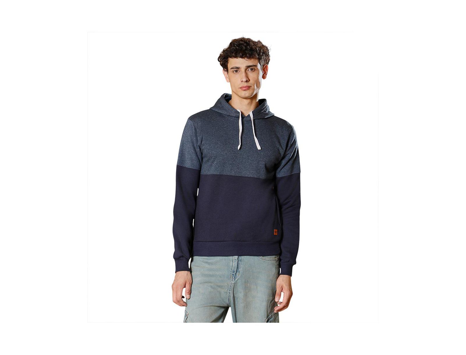 Campus Sutra Men's Prussian Blue Block Pullover Hoodie