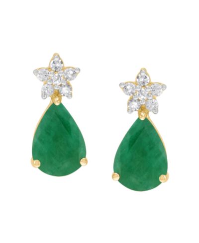 Серьги с сапфиром (1-3/4 ct. t.w.) и бриллиантом (1/10 ct. t.w.) в 10k белом золоте