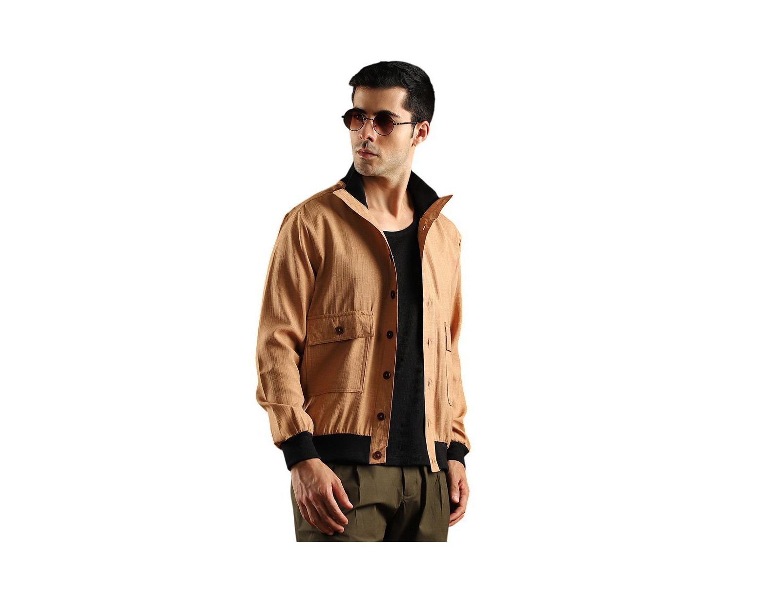 Campus Sutra Мужской бомбер-куртка Khaki Beige Tactile-Utility