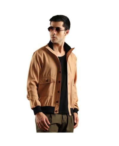 Campus Sutra Мужской бомбер-куртка Khaki Beige Tactile-Utility