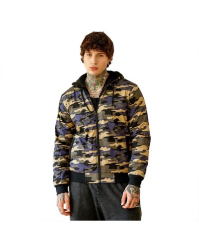 Мужская куртка Campus Sutra Army Green & Khaki Beige Camouflage с флисовой подкладкой