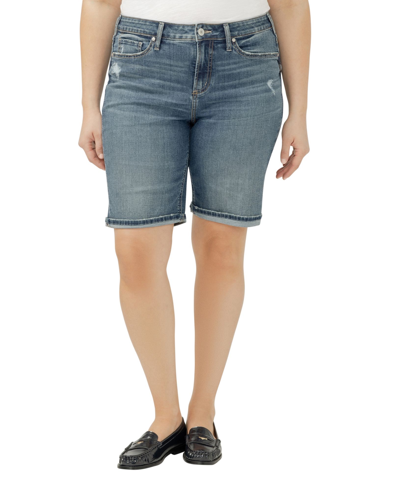 Бермудские шорты Silver Jeans Co. Plus Size Suki Mid Rise Curvy Fit