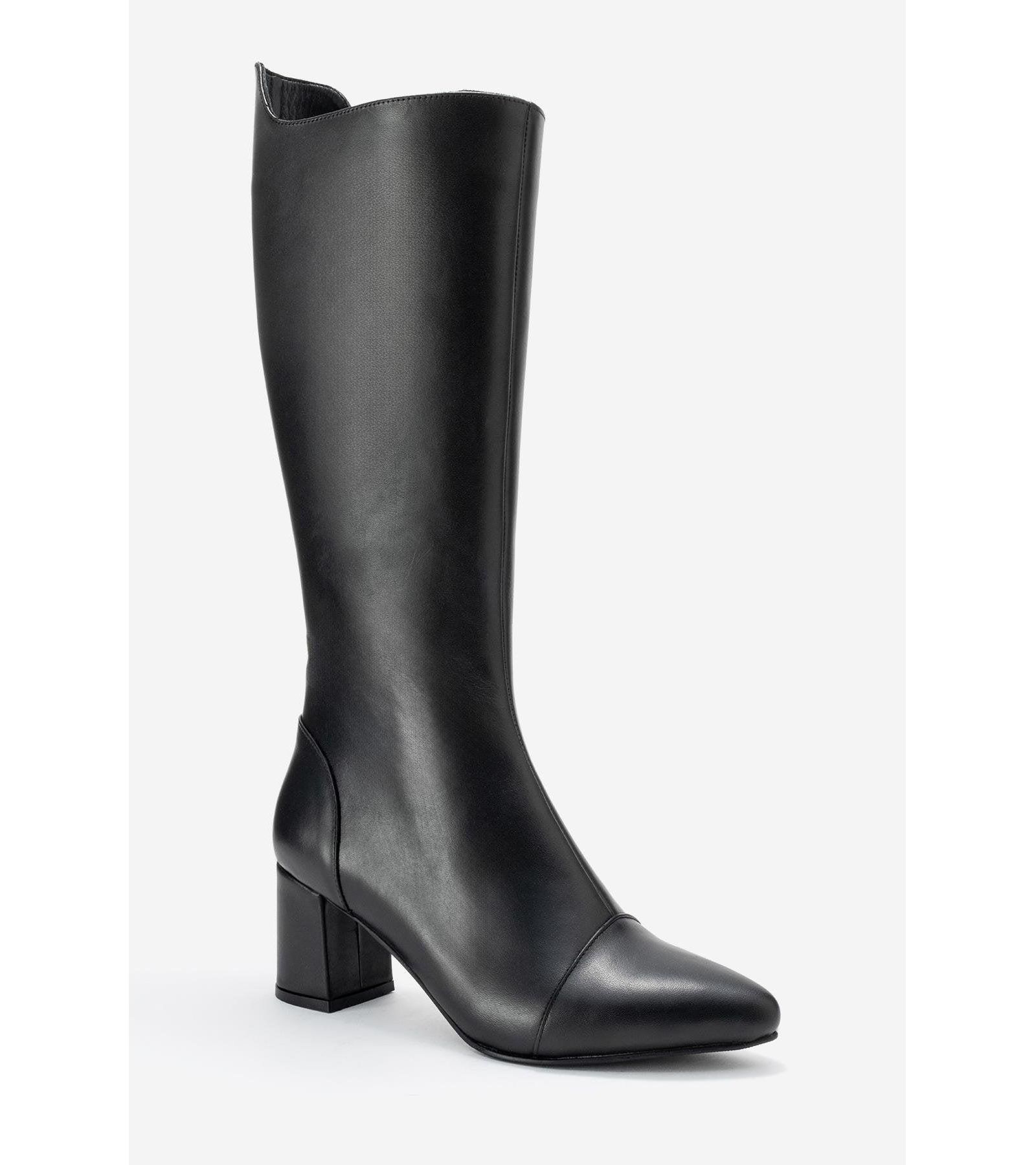 Forever & Always Shoes Women's Osmera Leather Block Heel Knee High Boot