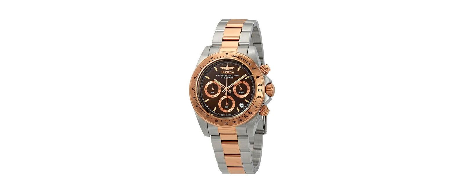 Мужские кварцевые часы Invicta 17029 Speedway Chronograph с коричневым циферблатом