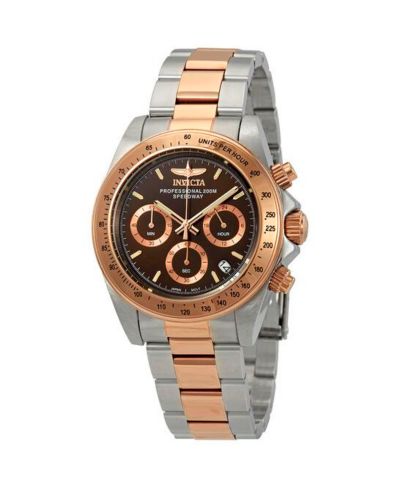 Мужские кварцевые часы Invicta 17029 Speedway Chronograph с коричневым циферблатом