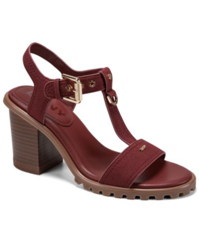 DKNY Women's Marg T-Strap Block Heel Sandals