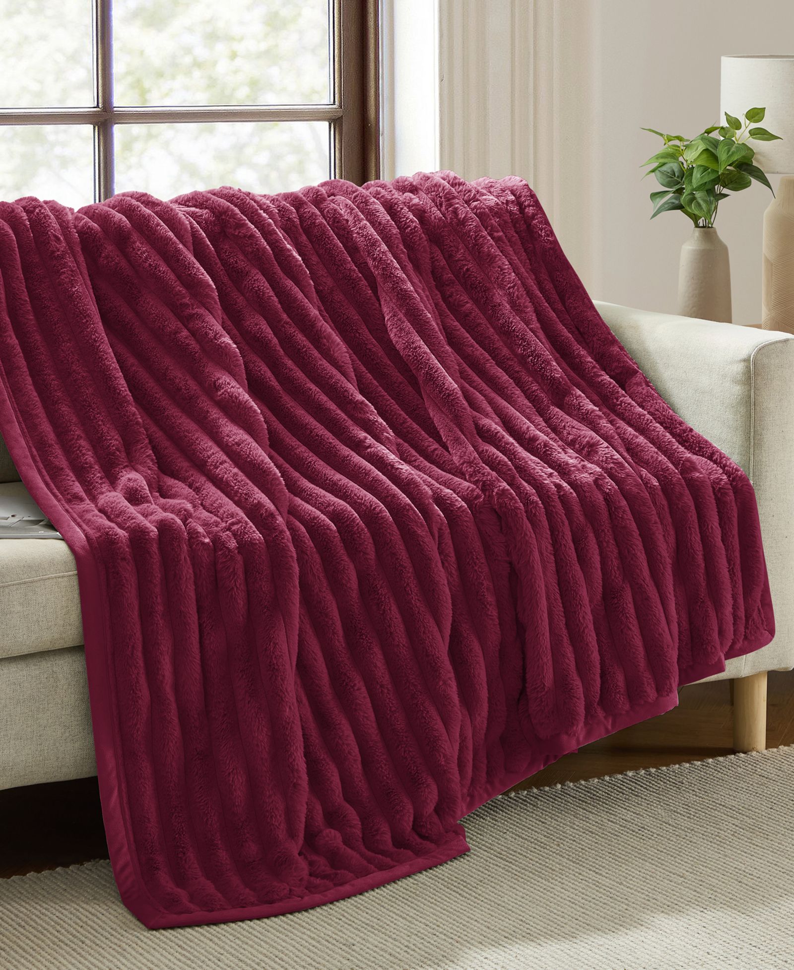 Nestl Ultra Plush Raschel Mink Blanket, Queen/King