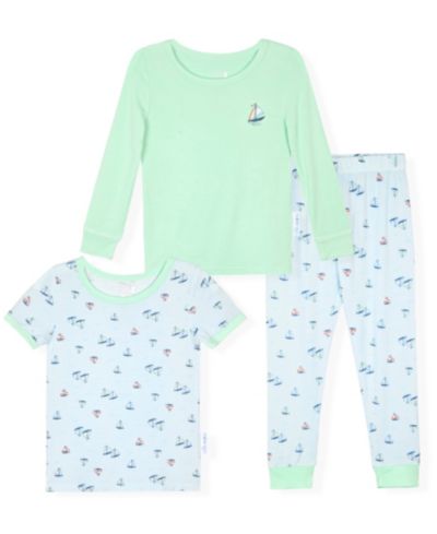 Max & Olivia Baby and Toddler Boys 12M-5T Sail Boat Crewneck Top and Pants, 3-Piece Pajama Set