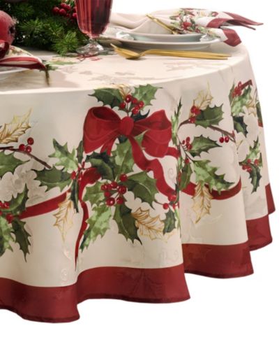 Elrene Winter Bows and Garland Tablecloth, 60" x 84"