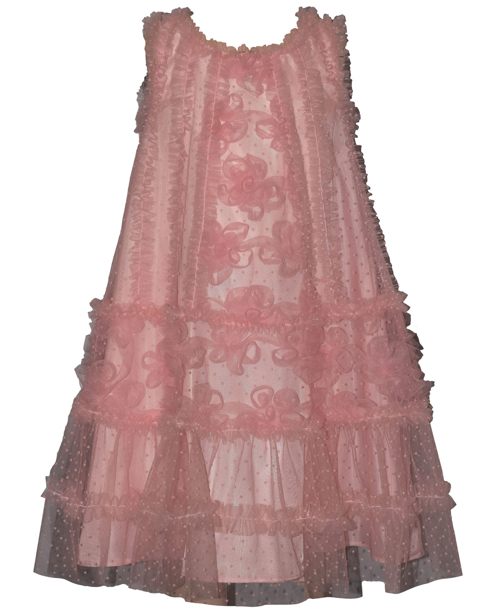 Bonnie Jean Girls' 2T-6X Sleeveless 3D Floral Shift Round Neck Party Dress