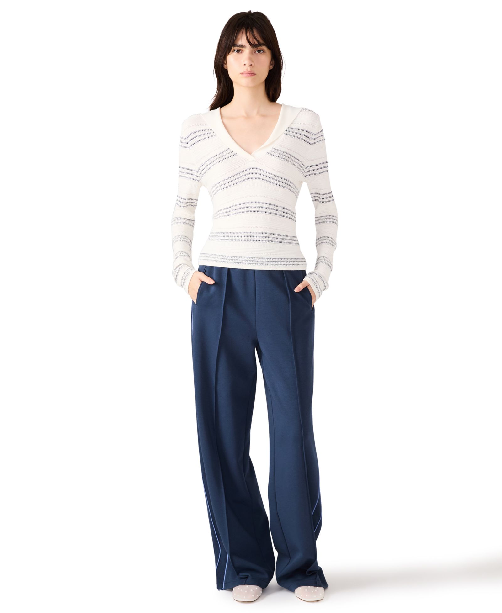 Steve Madden Women's V-Neck Stripe Sweater