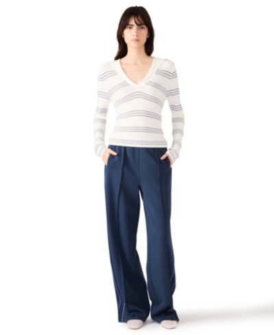 Steve Madden Women's V-Neck Stripe Sweater