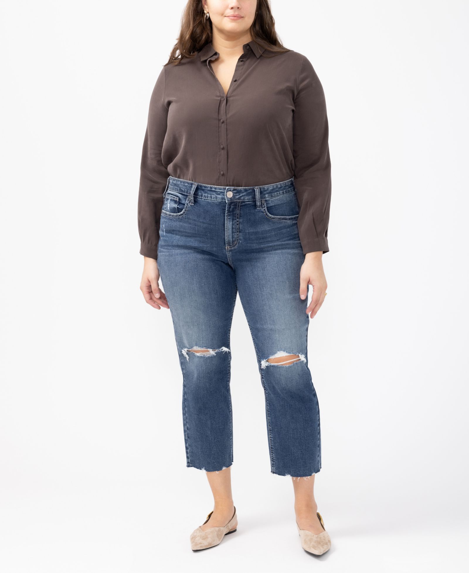 Джинсы Silver Jeans Co. Plus Size Avery Straight Cropped