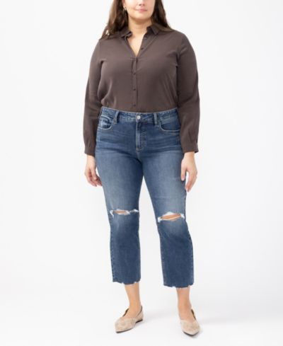 Джинсы Silver Jeans Co. Plus Size Avery Straight Cropped