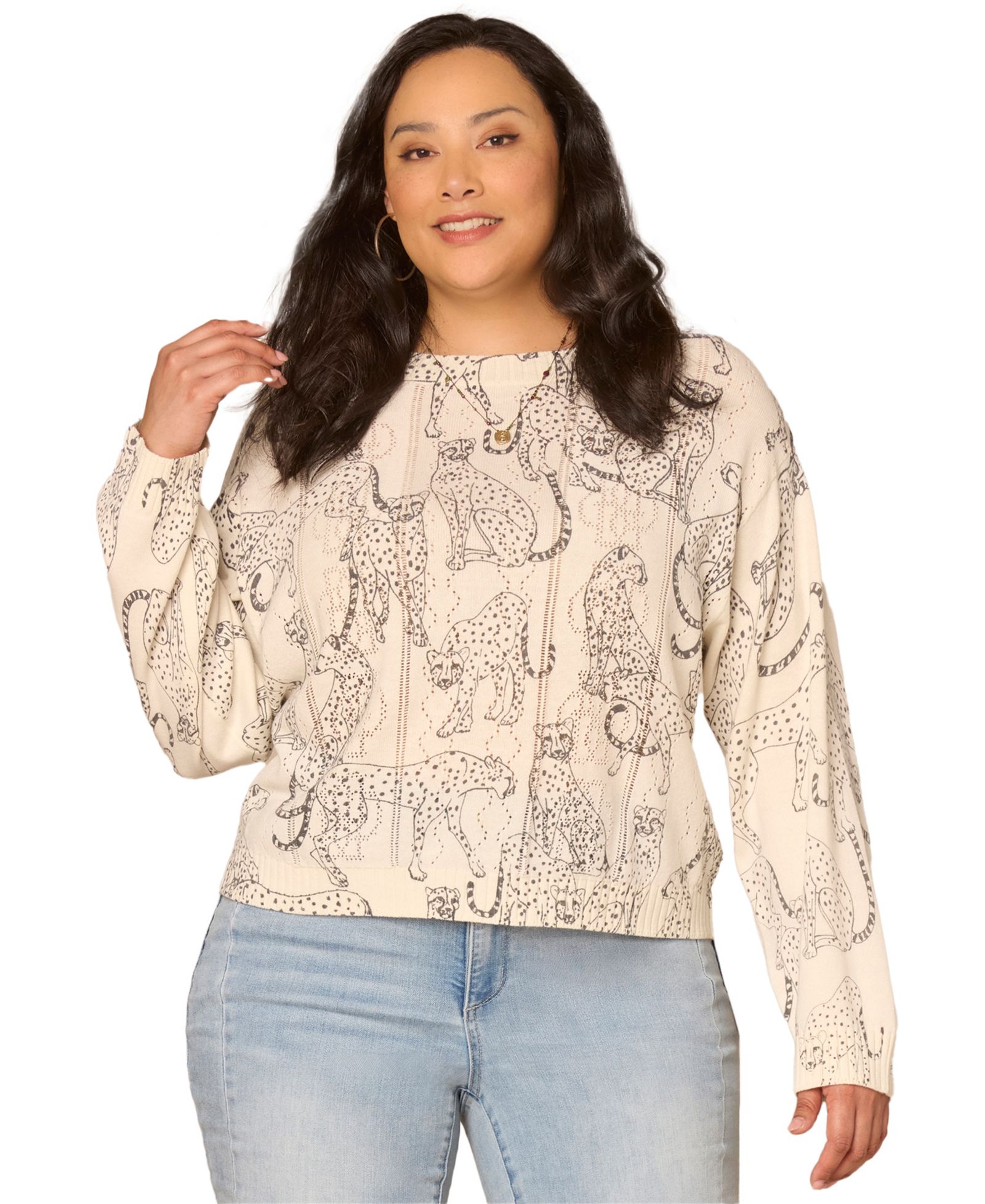 Democracy Plus Size Long-Straight Sleeve Sweater