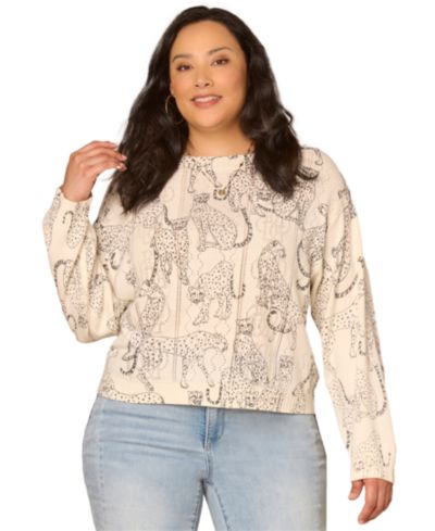 Democracy Plus Size Long-Straight Sleeve Sweater