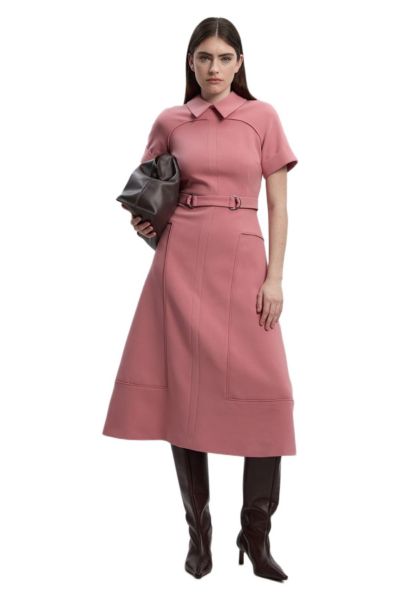 Karen Millen Women's Stretch Tab Detail Full Midi Dress
