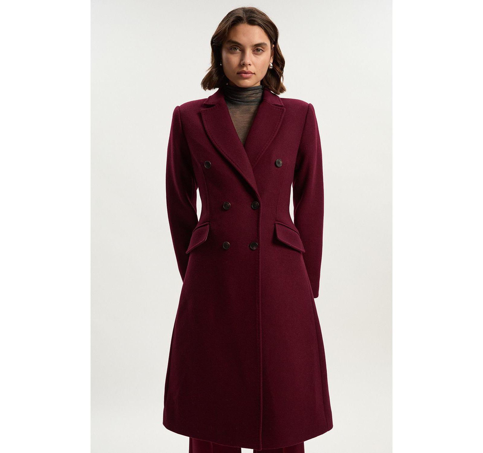 Karen Millen Women's Wool Double Breasted Midi Coat