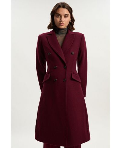 Karen Millen Женское шерстяное пальто миди на двух пуговицах