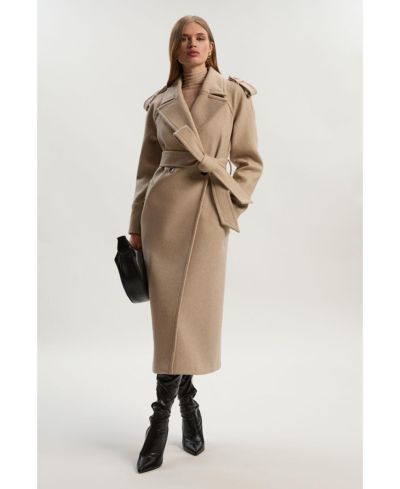Женское шерстяное миди-пальто Karen Millen Tailored Belted