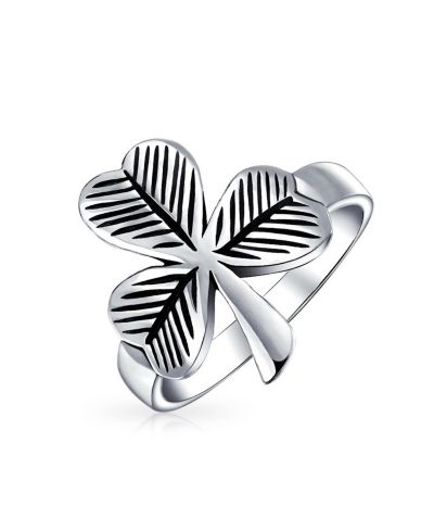 Bling Jewelry кольцо Celtic Lucky Shamrock Clover, серебро 925 пробы, оксидированное