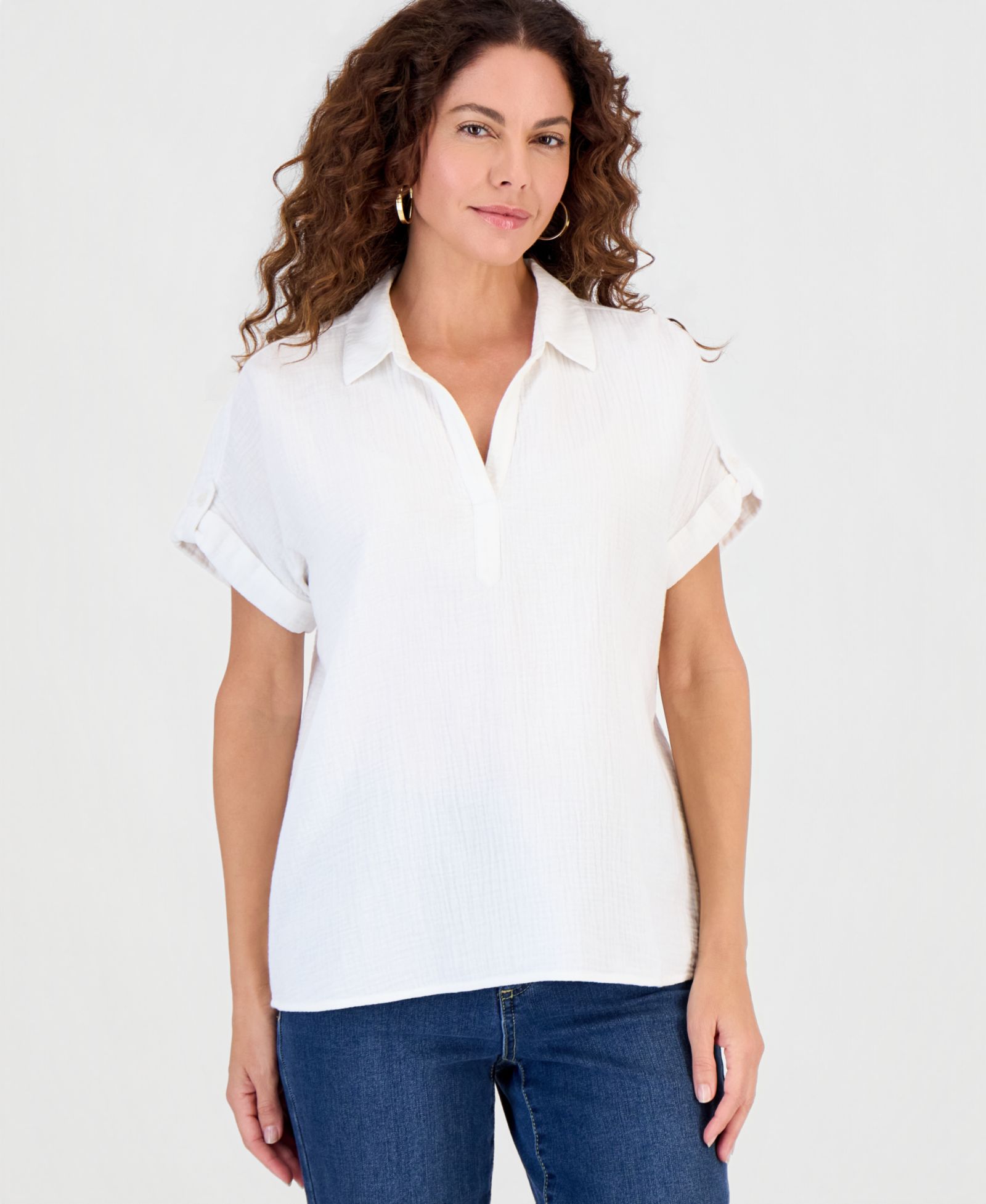 Style & Co Женская хлопковая рубашка в стиле popover