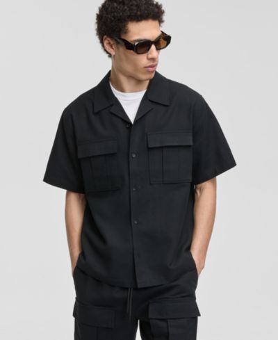 Mode of One Men's Linen & Cotton Relaxed Utility Shirt, Macy's Exclusive