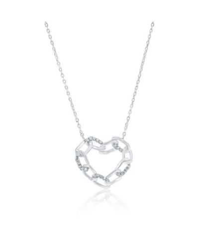 Серьга-подвеска Simona Sterling CZ Chain Design Heart