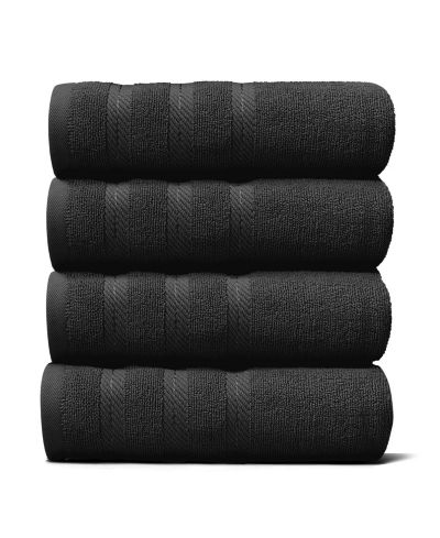Hearth & Harbor Luxury Soft & Absorbent 100% Ring Spun Cotton Hand Towels for Bathroom, Shower, Spa - 4 Piece Hand Towel Set