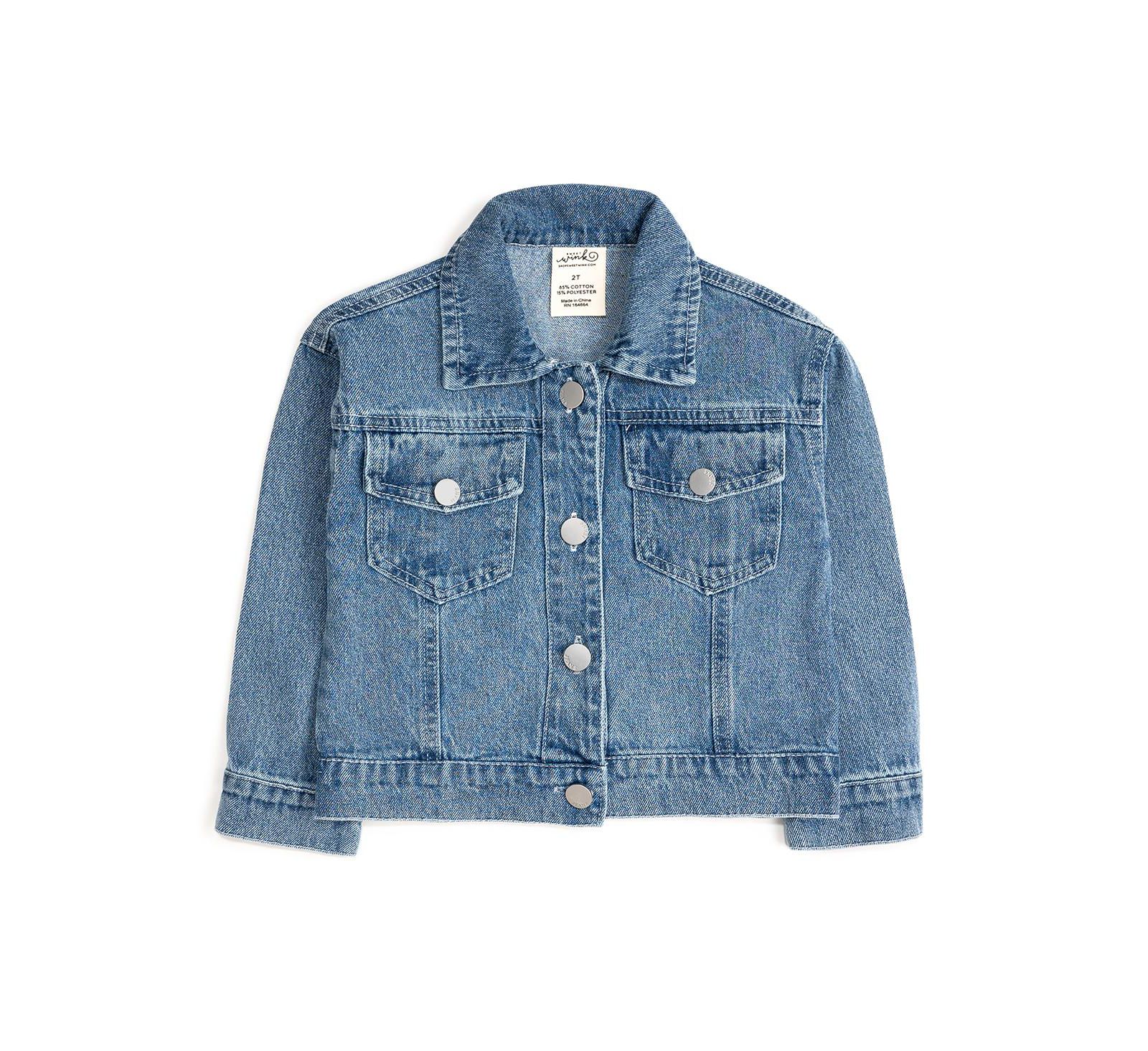 Sweet Wink Toddler Girls Gingham Bow Patch Denim Jacket