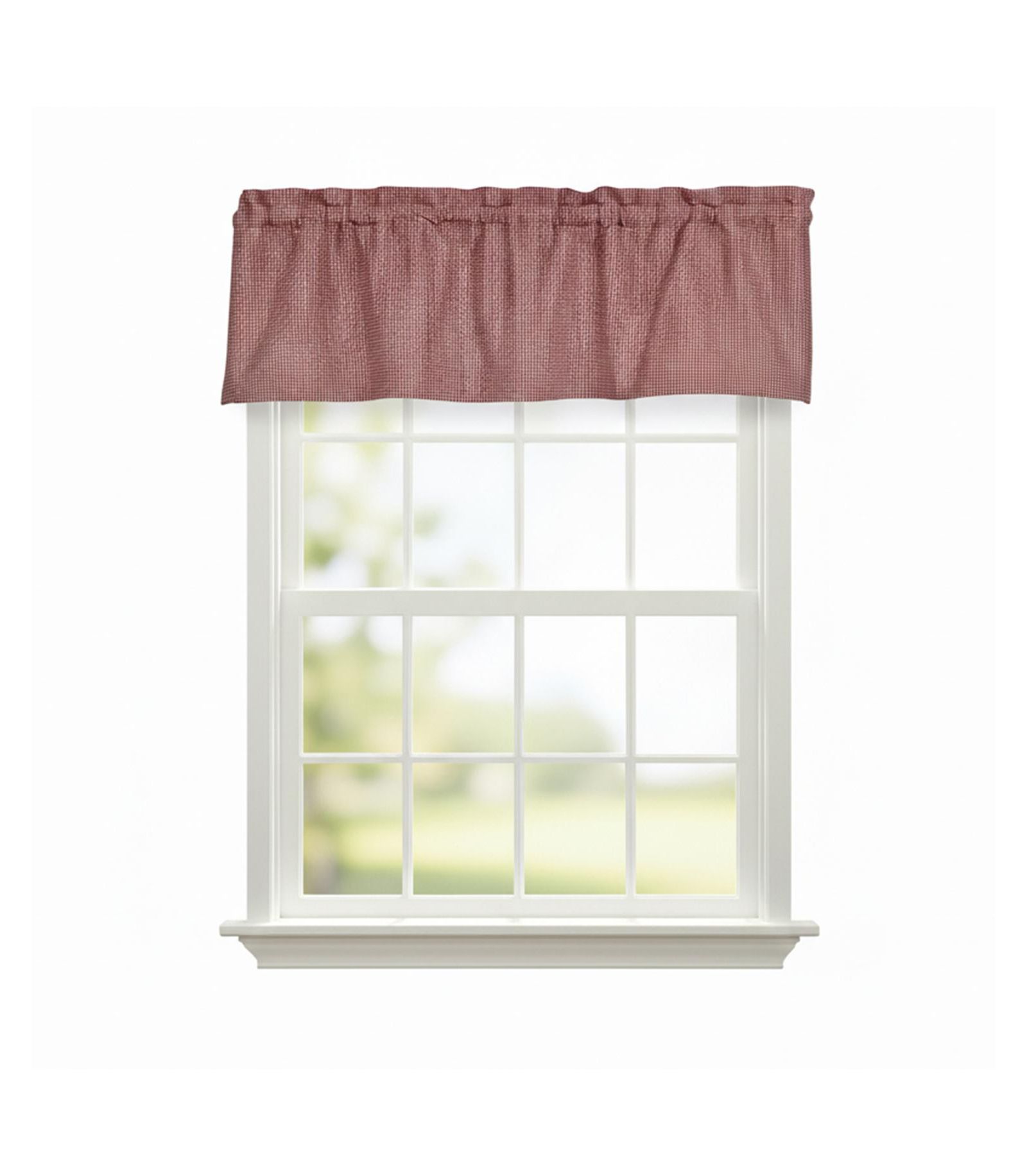 RLF Home 100% Cotton High Quality Minicheck Tailored Window Valance with 1.5" Rod Pocket 50" W X 12" L Red