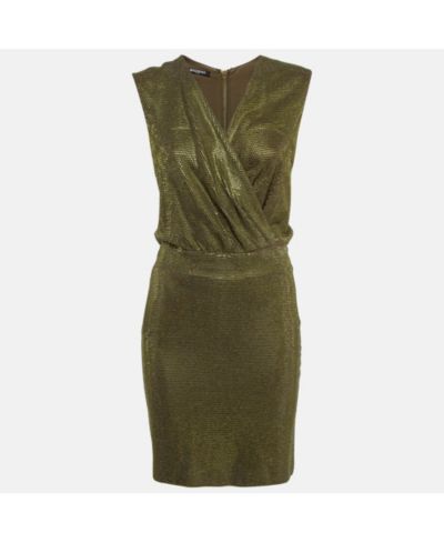 Женское зеленое платье Balmain Embellished Jersey V-Neck Sleeveless