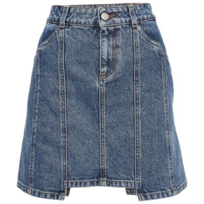 Pre-Owned Alexander Mcqueen Women's Blue Embroidered Denim Mini Skirt
