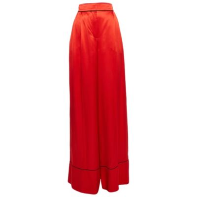 Б/у женские брюки Alexander Mcqueen из красного шелка и атласа, широкие