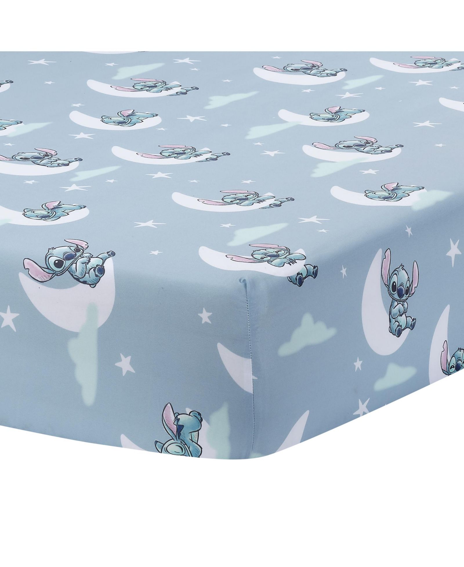 Bedtime Originals Disney Stitch Soft Microfiber Blue Baby Fitted Crib Sheet