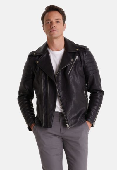 Furniq UK Мужская кожаная куртка, Black