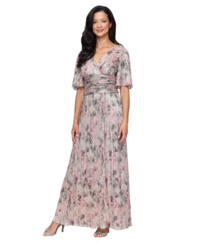 SL Fashions Petite платье A-line с принтом и V-образным вырезом
