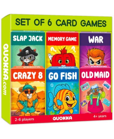 QUOKKA Crazy 8 Card Games для детей, веселая семейная игра с милыми животными
