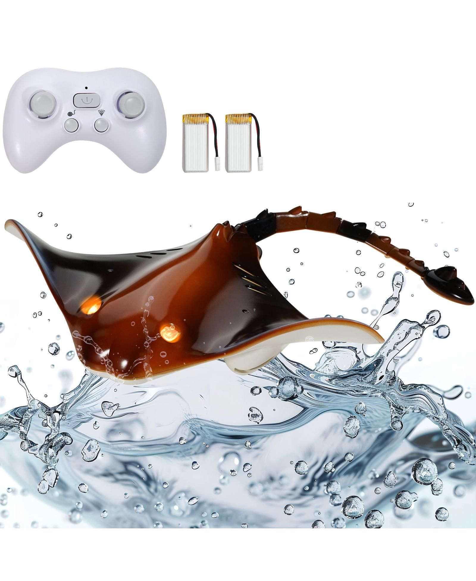 Игрушка Mantar Ray с дистанционным управлением Mecale, 2.4GHz реалистичная плавающая рыба с подсветкой и 2 аккумуляторами