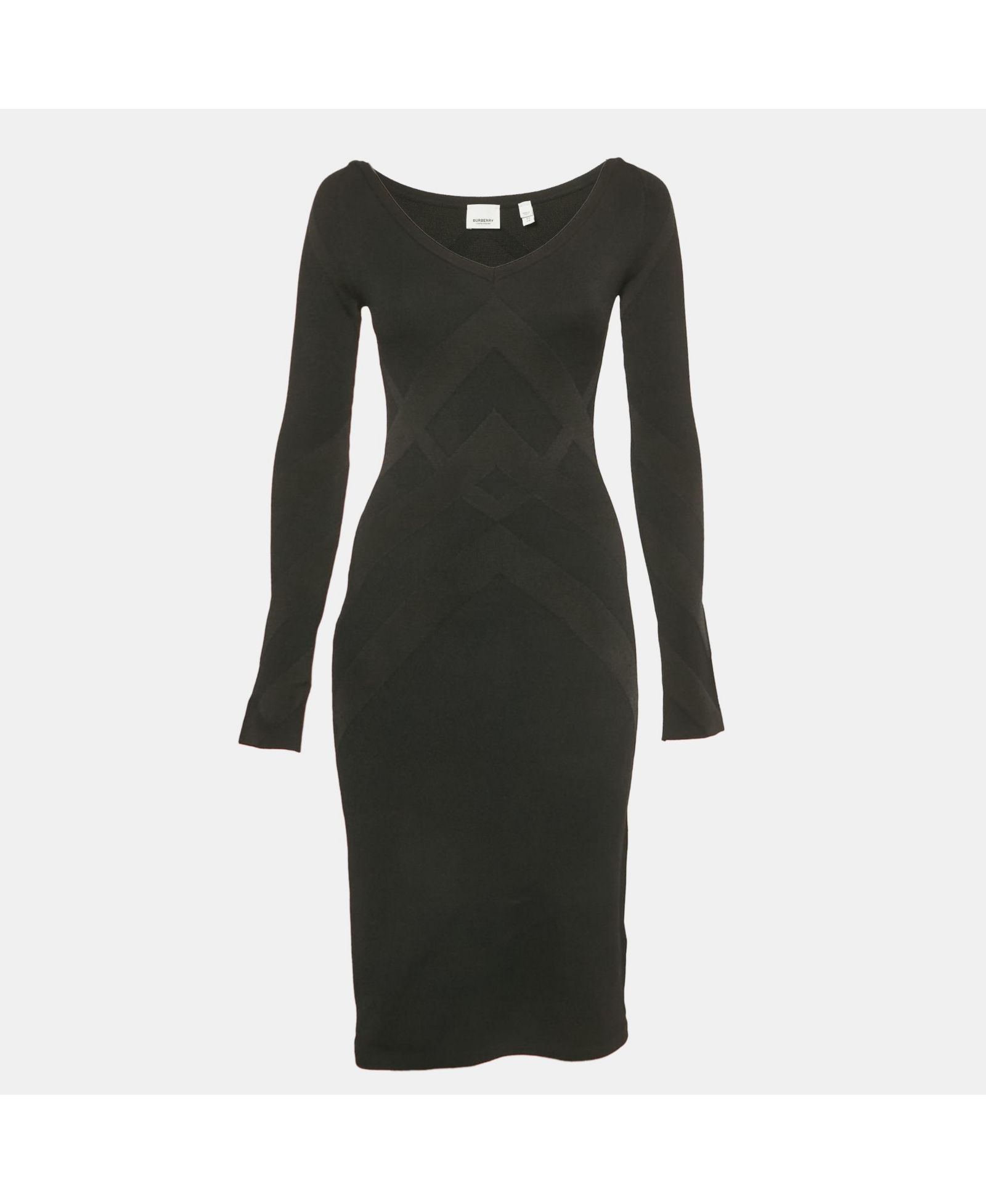 Pre-Owned Burberry Women's Black Stretch Knit Flared Mini Dress