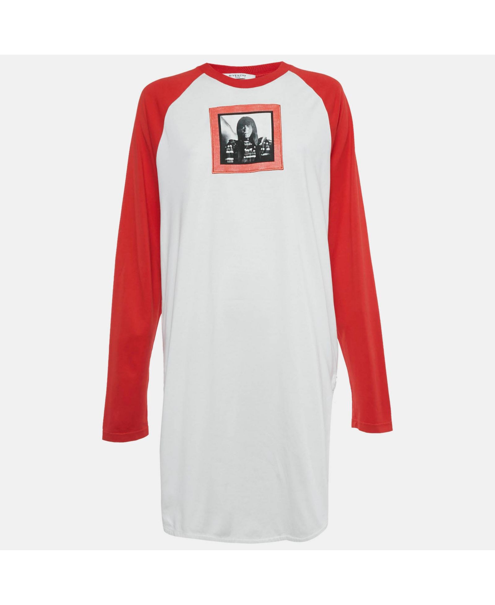 Pre-Owned Givenchy Женское хлопковое платье-футболка с принтом и рукавами Raglan