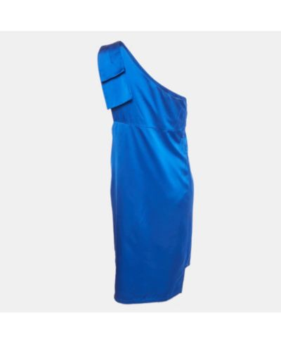 Stella McCartney Женское атласное мини-платье Blue One Shoulder
