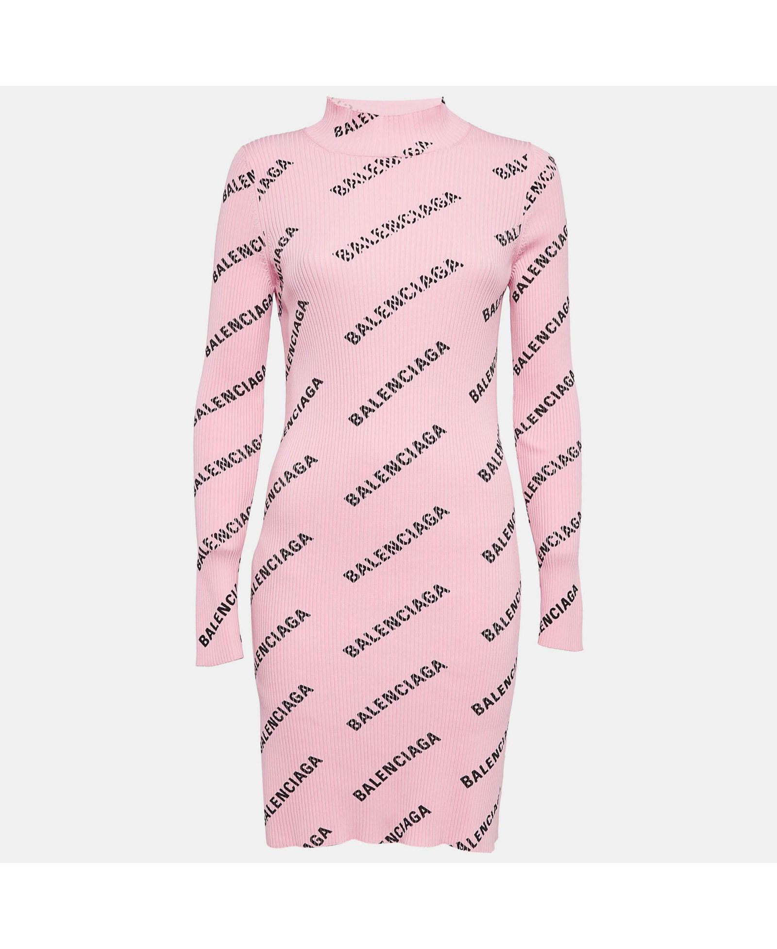 Женское облегающее платье Balenciaga Pink Logo Print Rib Knit (б/у)