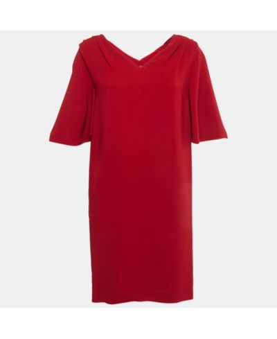 Женское платье Stella Mccartney Red Crepe Gathered Shoulder Shift