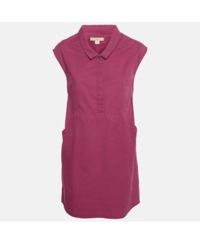 Pre-Owned Burberry Women's Brit Dark Pink Cotton Sleeveless Mini Dress